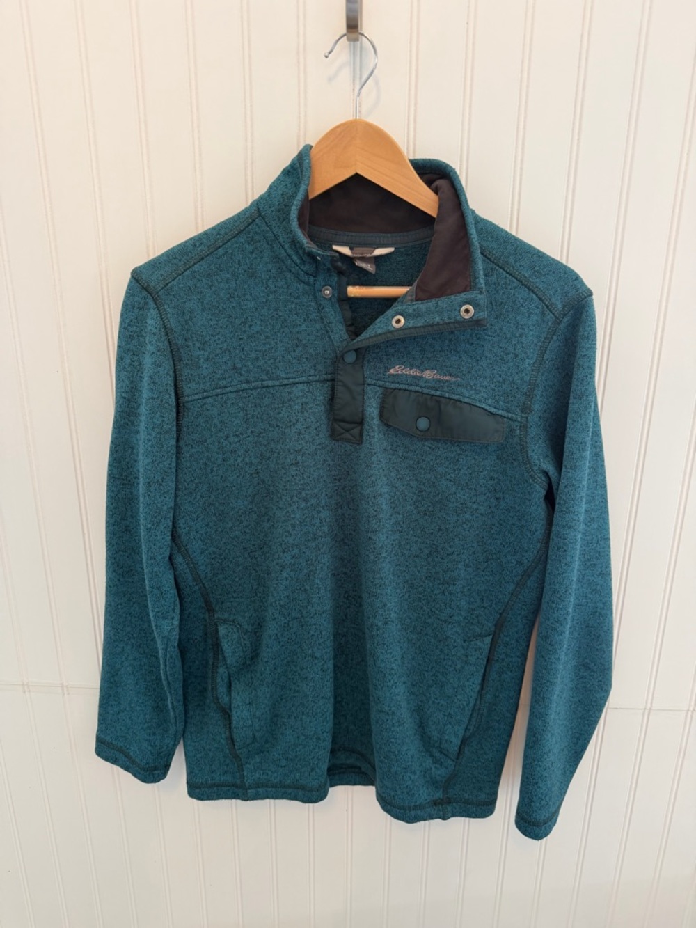 Eddie Bauer Teal Textured Pullover Men’s Size Small